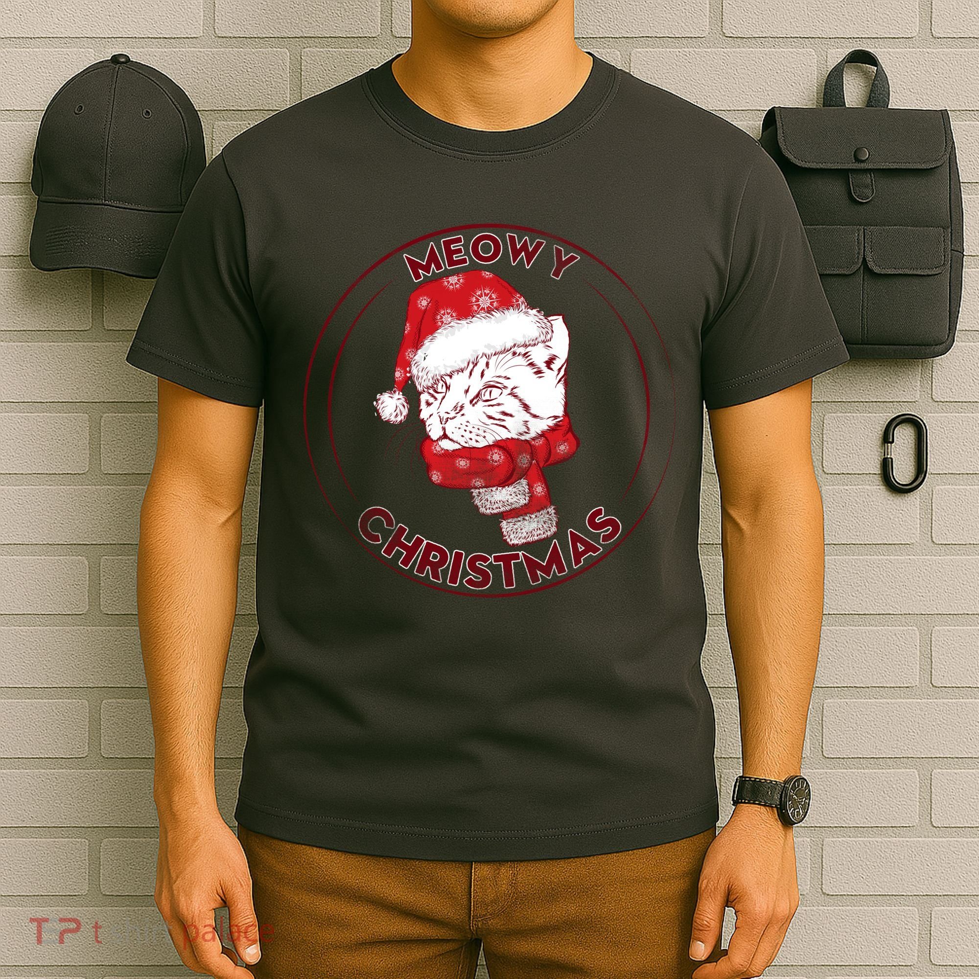 Meowy Christmas Emblem T-Shirt