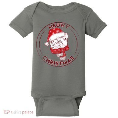 Meowy Christmas Emblem Baby Bodysuit