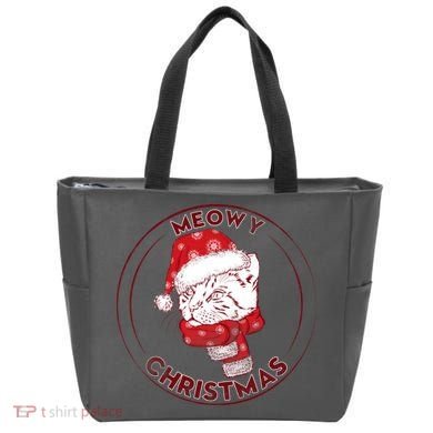 Meowy Christmas Emblem Tote Bag