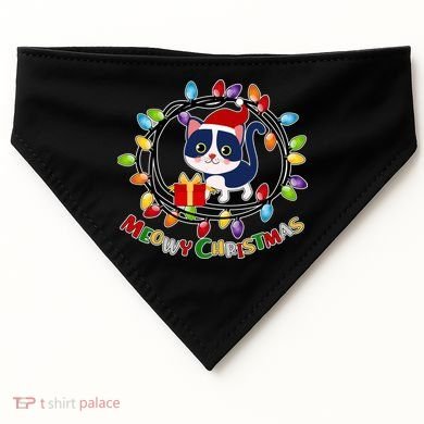 Meowy Christmas Kitty USA-Made Doggie Bandana