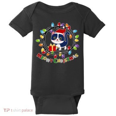 Meowy Christmas Kitty Baby Bodysuit