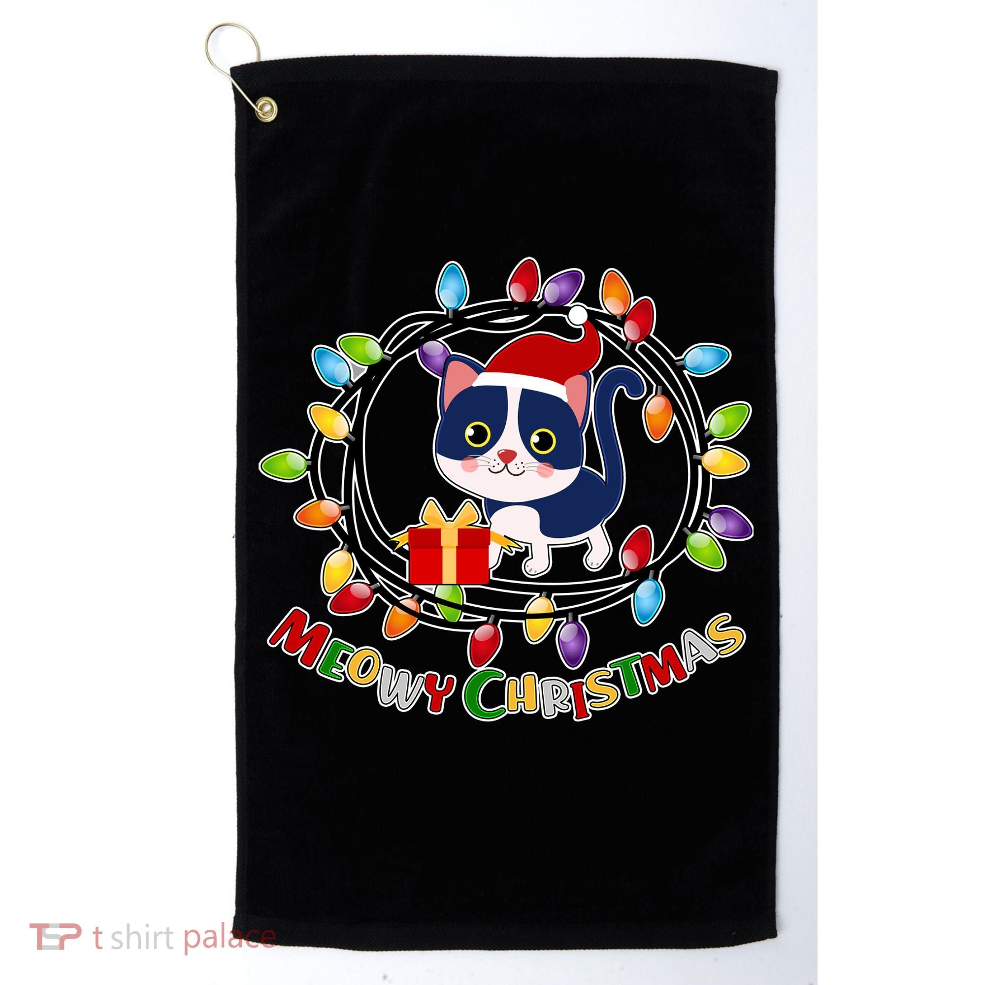 Meowy Christmas Kitty Golf Towel
