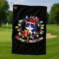 Meowy Christmas Kitty Golf Towel thumb 1