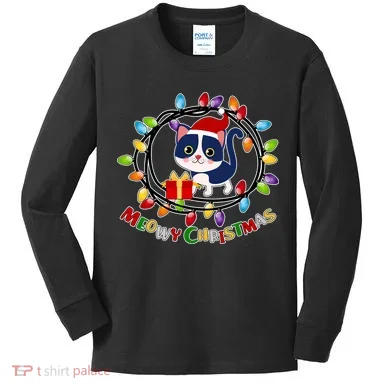 Meowy Christmas Kitty Kids Long Sleeve Shirt