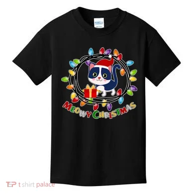 Meowy Christmas Kitty Kids T-Shirt