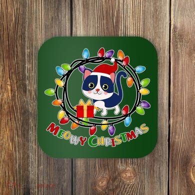 Meowy Christmas Kitty Coaster