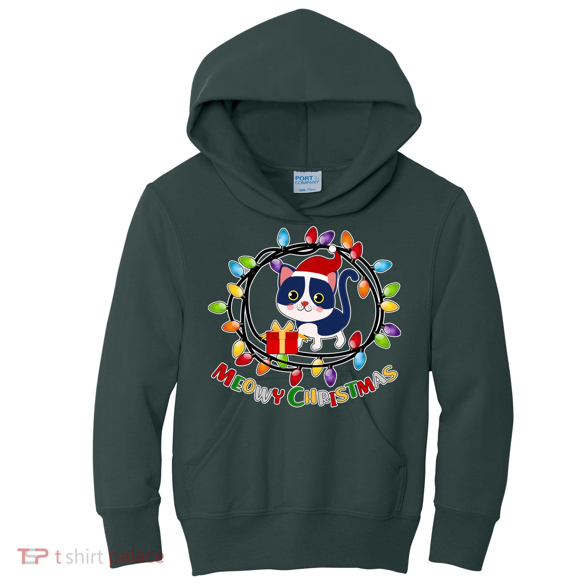 Meowy Christmas Kitty Kids Hoodie