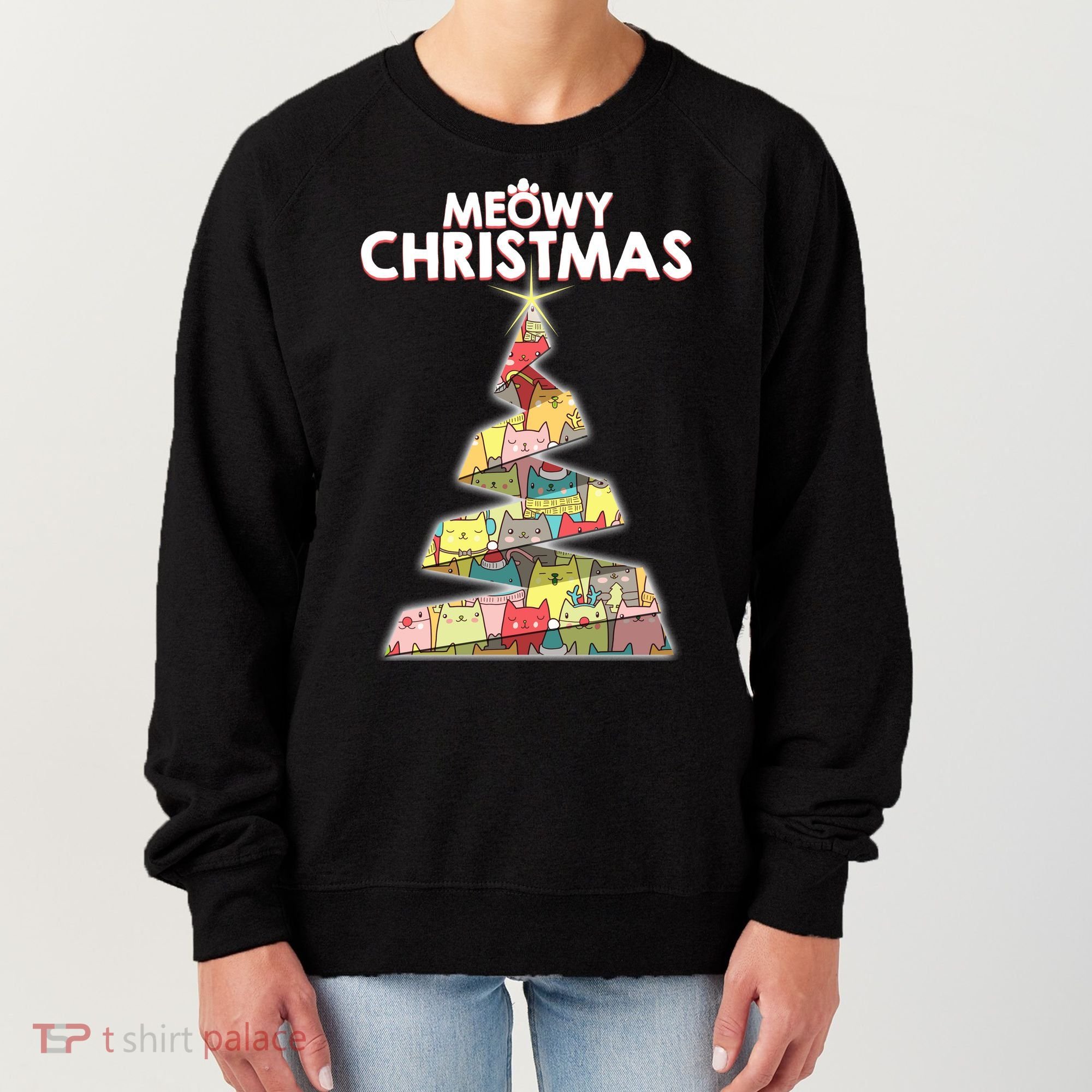 Meowy Christmas Tree For Cat Lovers Women's Sweatshirt