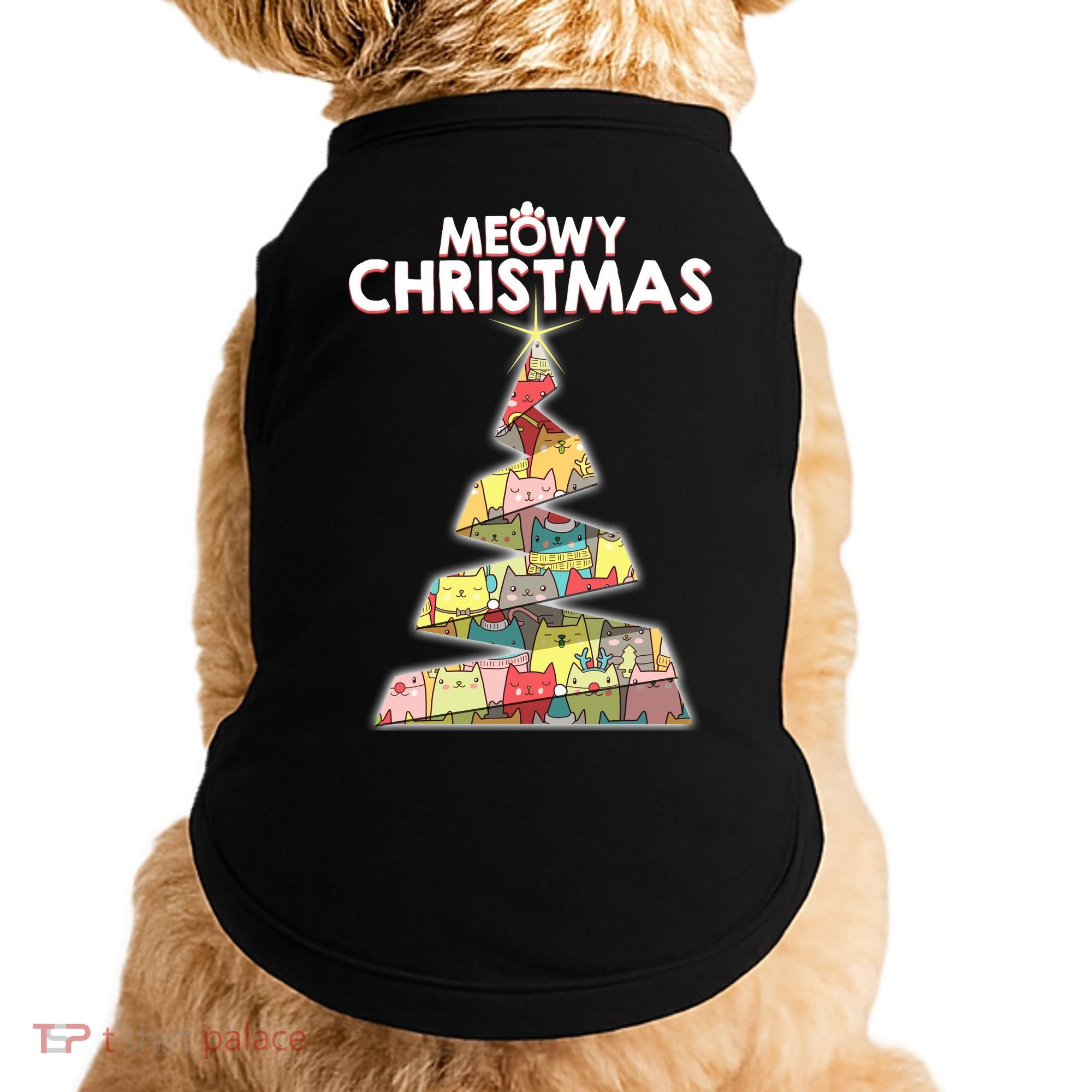 Meowy Christmas Tree For Cat Lovers Doggie Tank