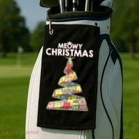 Meowy Christmas Tree For Cat Lovers Golf Towel thumb 2