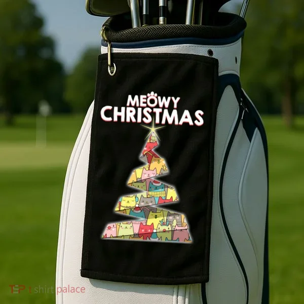 Meowy Christmas Tree For Cat Lovers Golf Towel