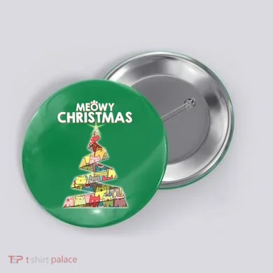 Meowy Christmas Tree For Cat Lovers Button