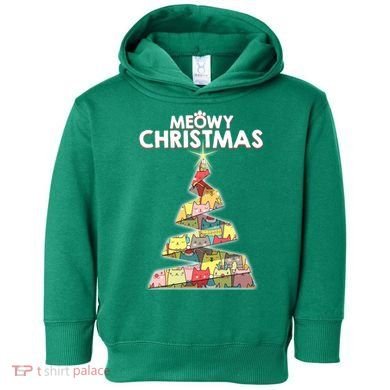Meowy Christmas Tree For Cat Lovers Toddler Hoodie