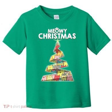 Meowy Christmas Tree For Cat Lovers Toddler T-Shirt