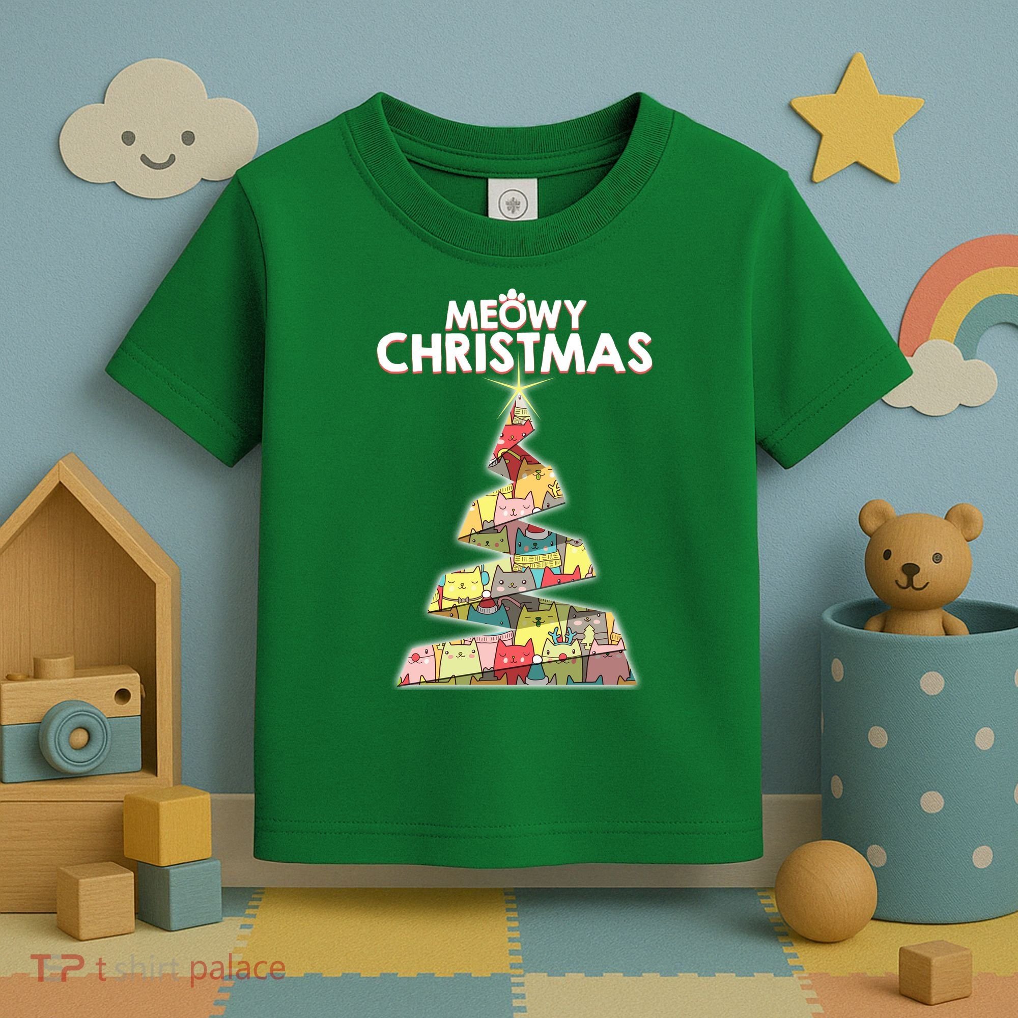 Meowy Christmas Tree For Cat Lovers Toddler T-Shirt