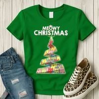Meowy Christmas Tree For Cat Lovers Women's T-Shirt thumb 3
