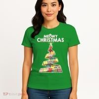Meowy Christmas Tree For Cat Lovers Women's T-Shirt thumb 4