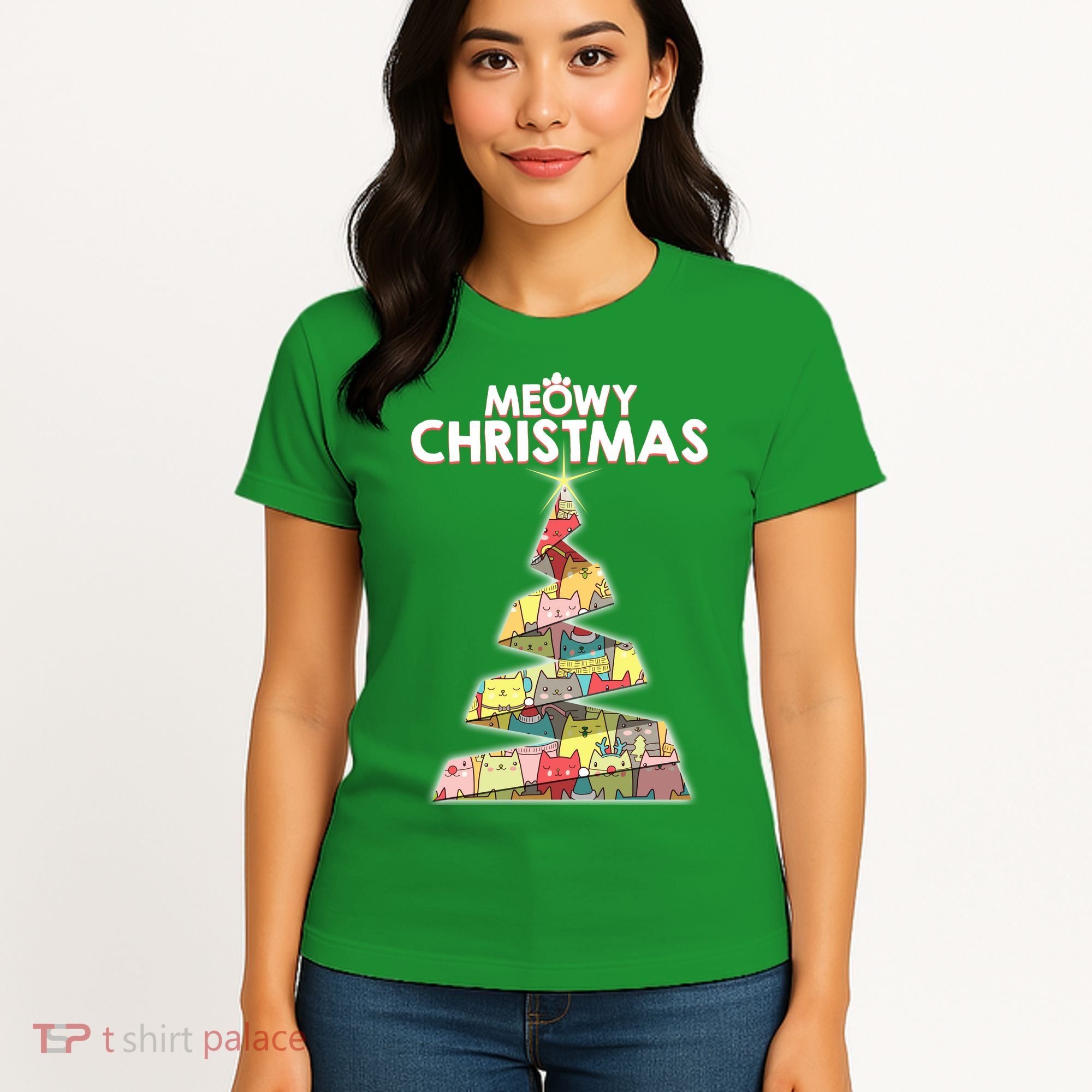 Meowy Christmas Tree For Cat Lovers Women's T-Shirt