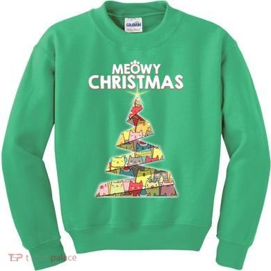 Meowy Christmas Tree For Cat Lovers Kids Sweatshirt
