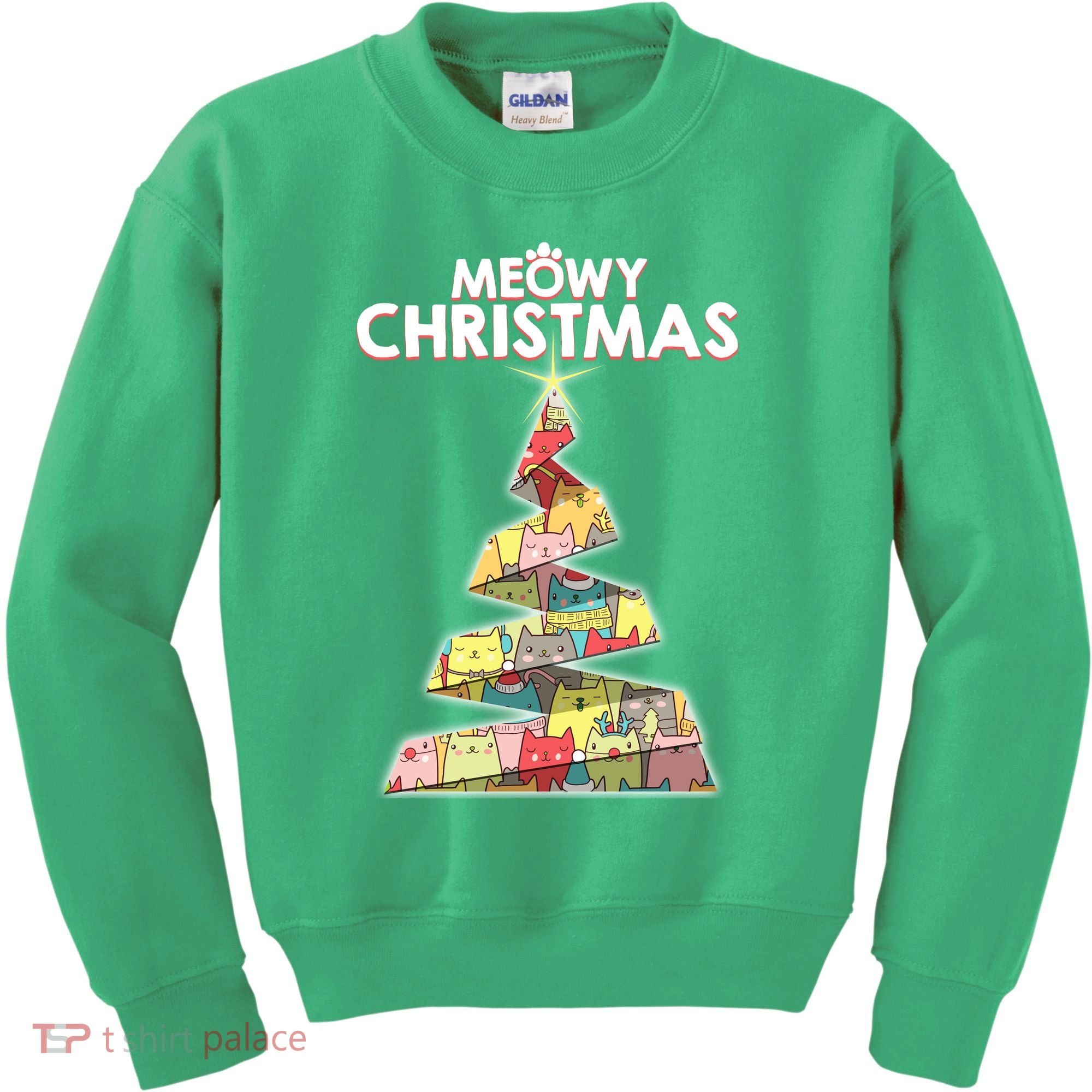 Meowy Christmas Tree For Cat Lovers Kids Sweatshirt