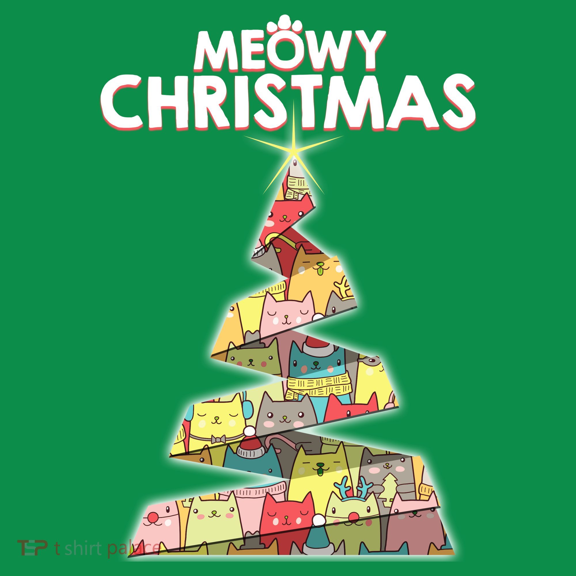Meowy Christmas Tree For Cat Lovers Kids T-Shirt