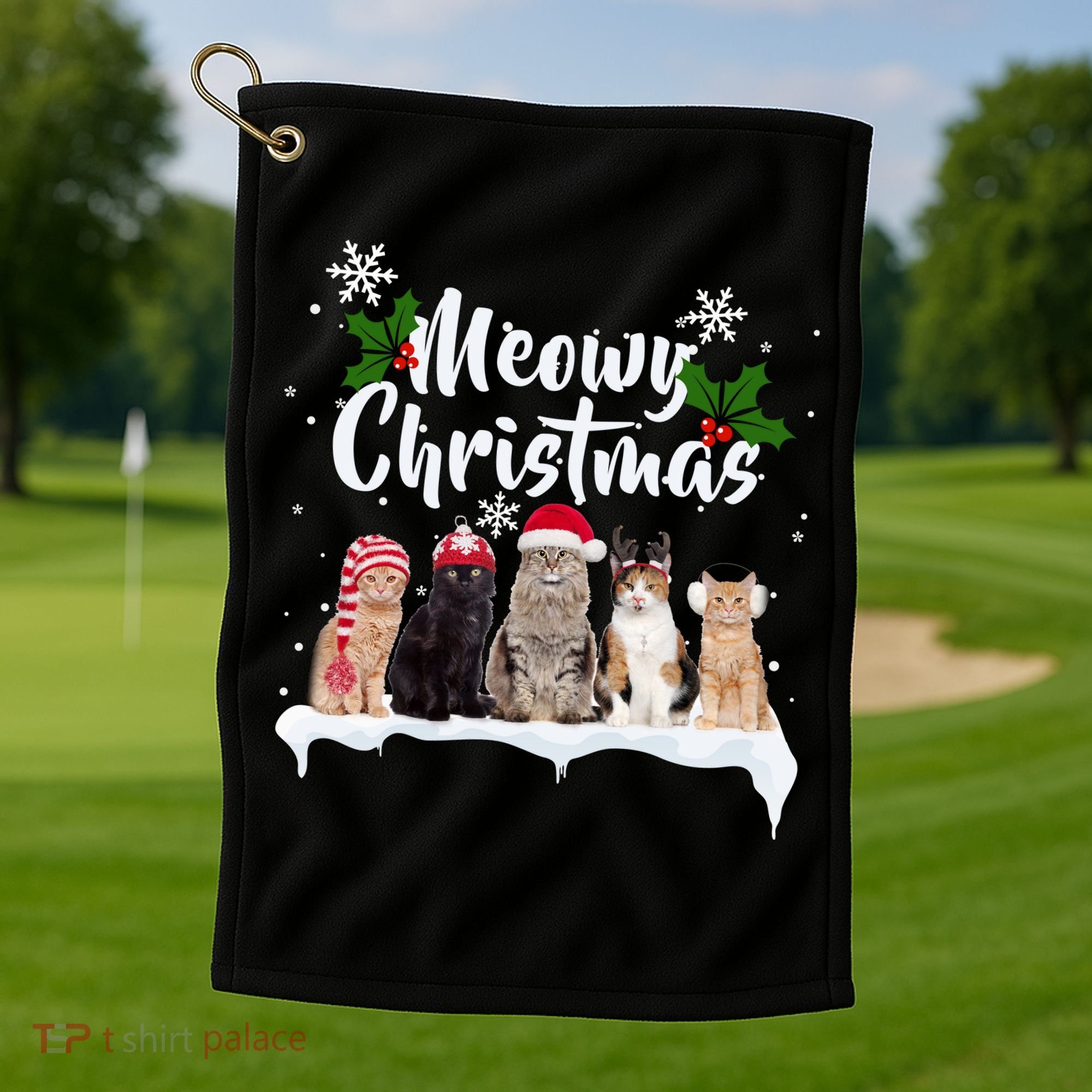 Meowy Christmas Winter Cats Golf Towel