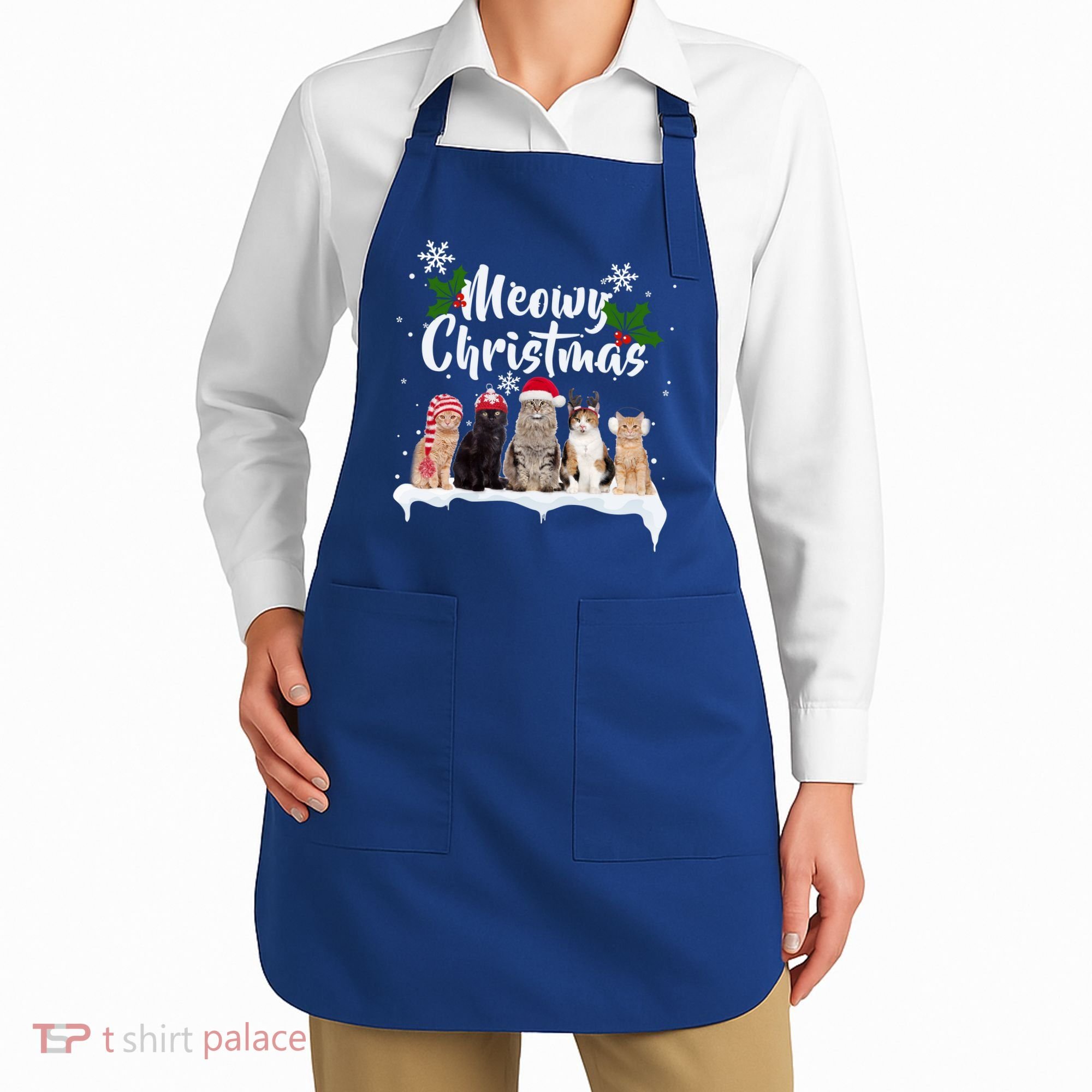 Meowy Christmas Winter Cats Apron