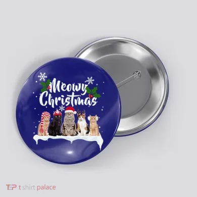 Meowy Christmas Winter Cats Button