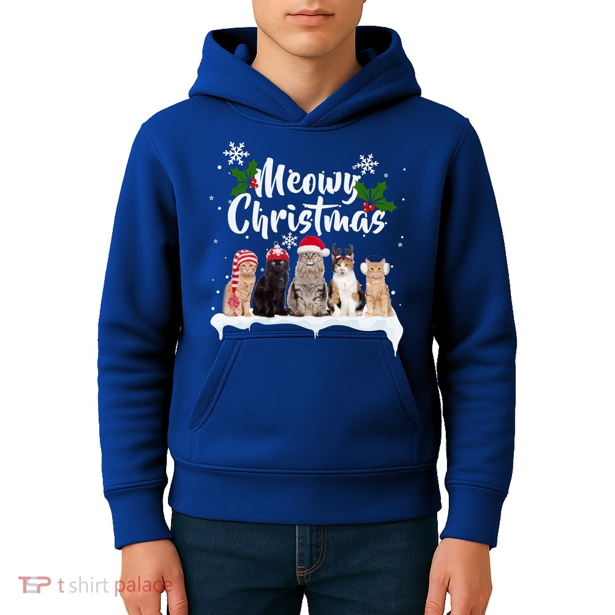 Meowy Christmas Winter Cats Kids Hoodie
