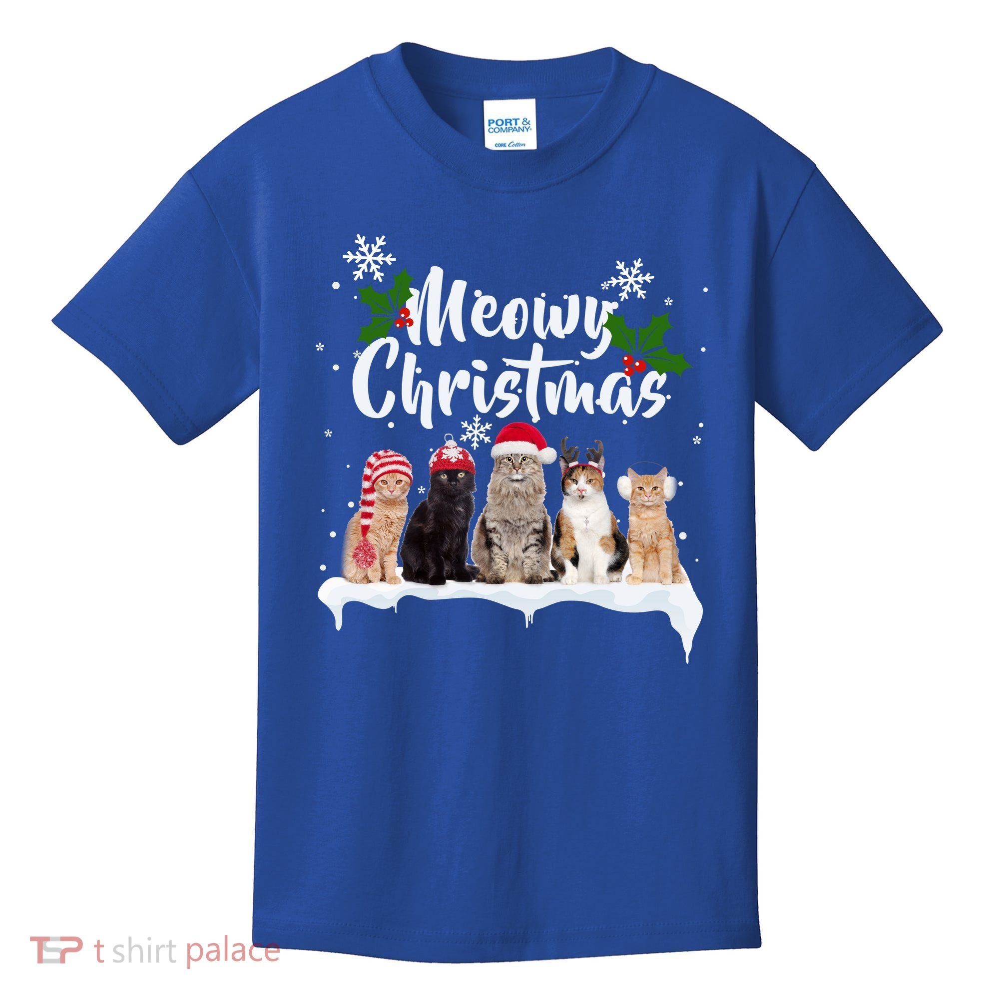 Meowy Christmas Winter Cats Kids T-Shirt