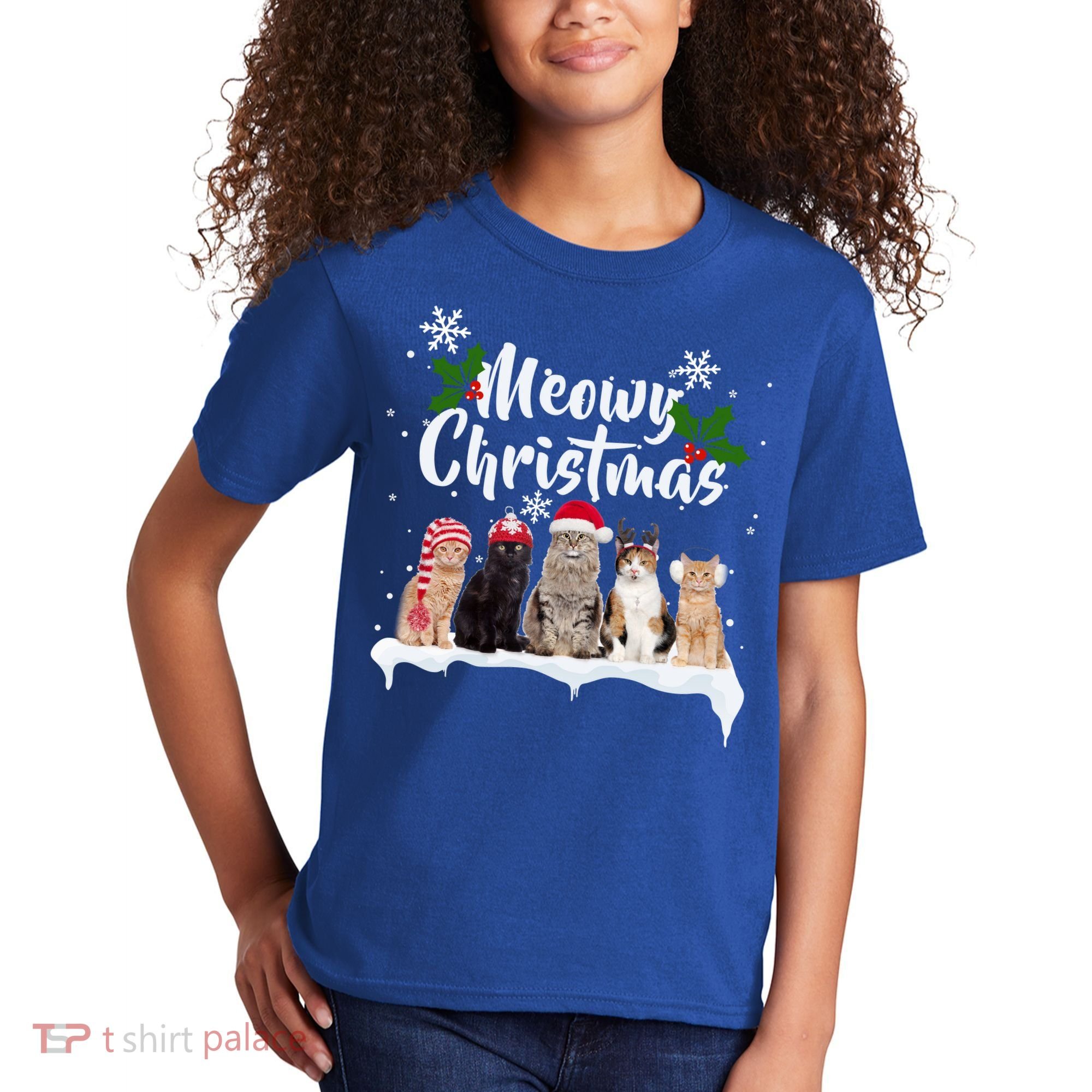 Meowy Christmas Winter Cats Kids T-Shirt