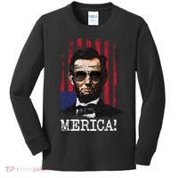 Merica Abe Lincoln Kids Long Sleeve Shirt thumb 0