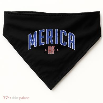 Merica AF Distressed USA Logo USA-Made Doggie Bandana