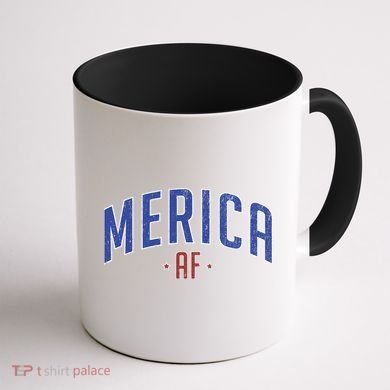 Merica AF Distressed USA Logo Coffee Mug back