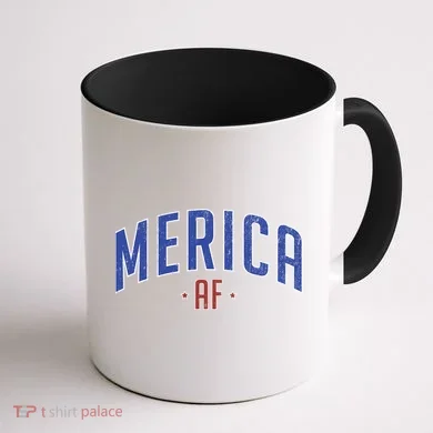 Merica AF Distressed USA Logo Coffee Mug back