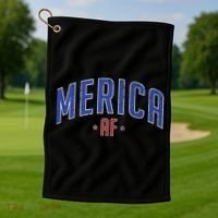 Merica AF Distressed USA Logo Golf Towel thumb 1