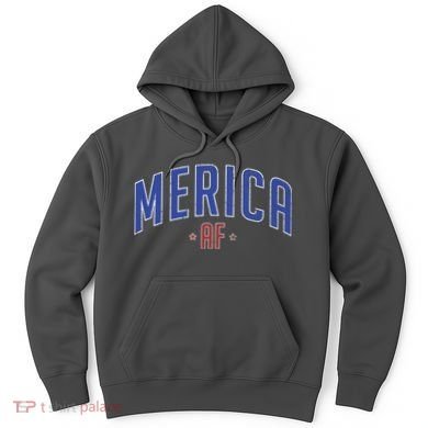 Merica AF Distressed USA Logo Hoodie