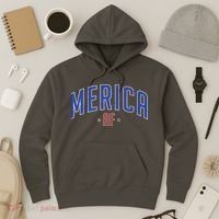 Merica AF Distressed USA Logo Hoodie thumb 3
