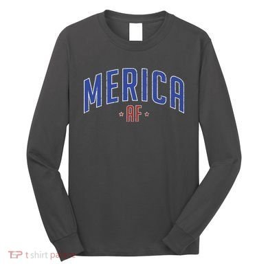 Merica AF Distressed USA Logo Long Sleeve Shirt