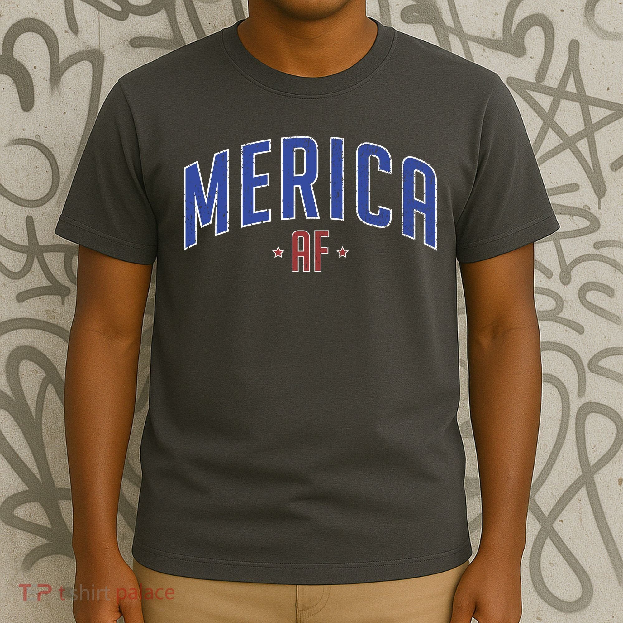 Merica AF Distressed USA Logo T-Shirt