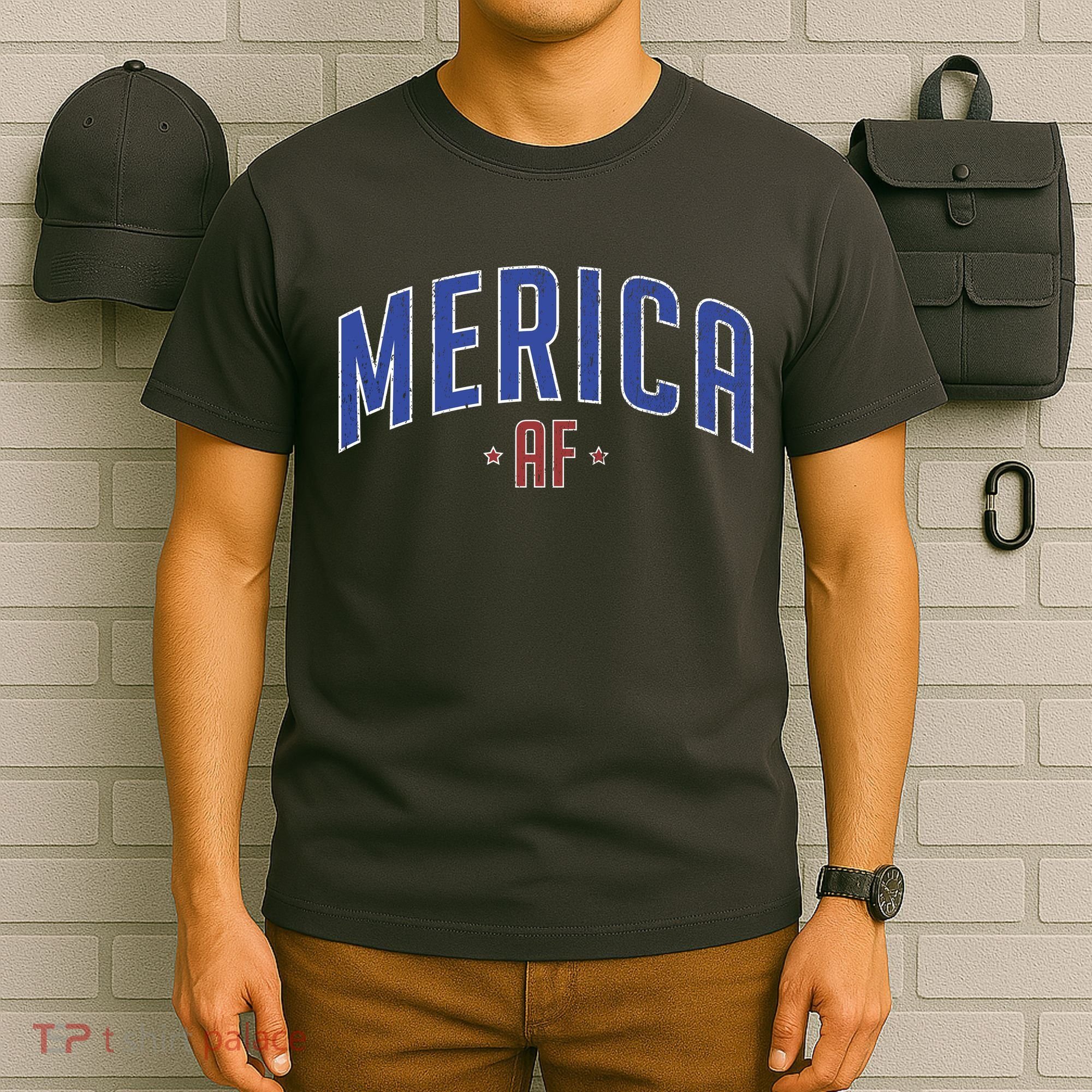 Merica AF Distressed USA Logo T-Shirt