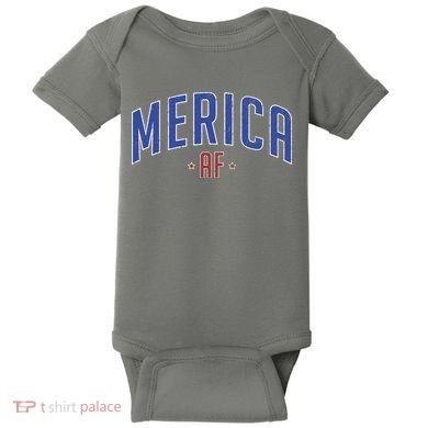 Merica AF Distressed USA Logo Baby Bodysuit