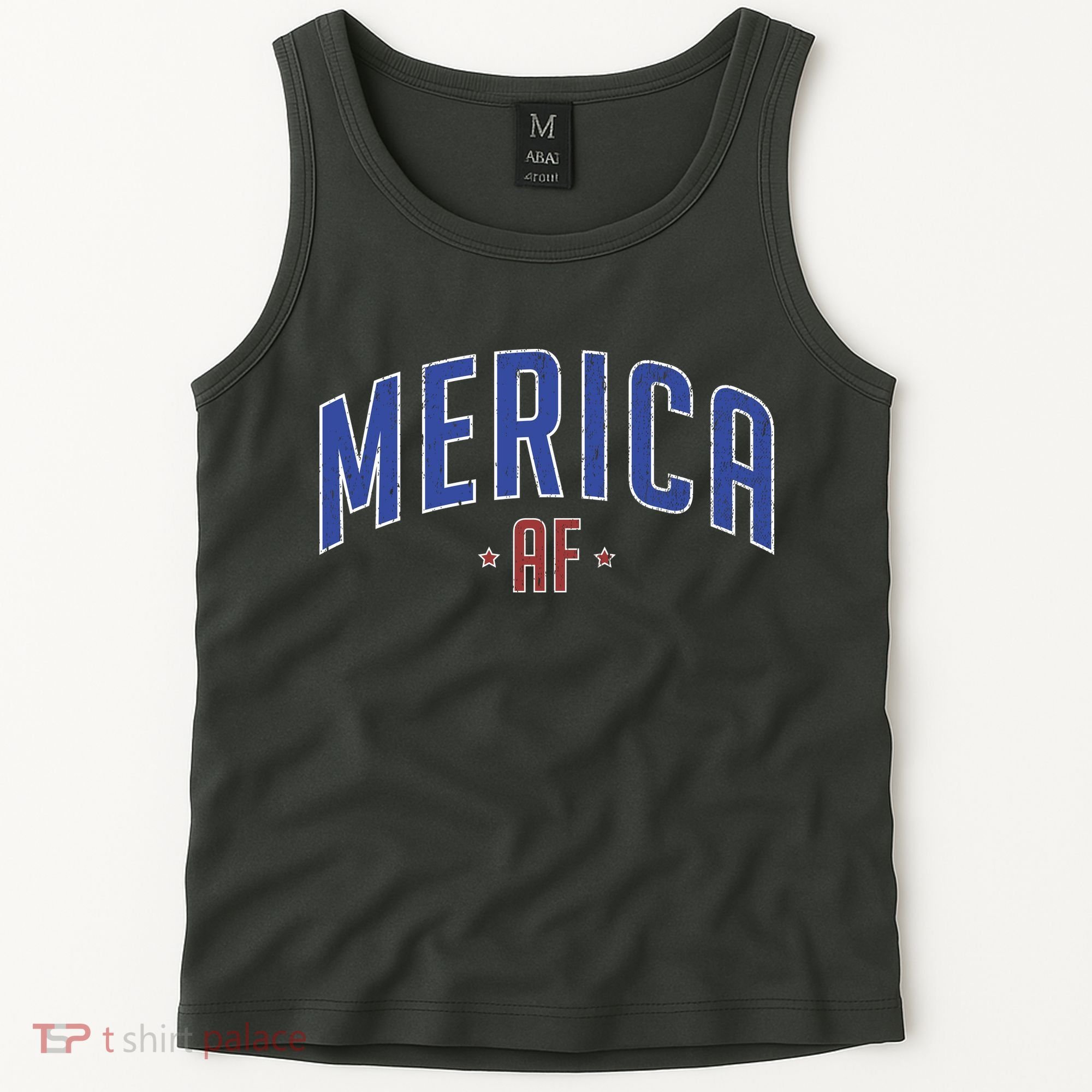 Merica AF Distressed USA Logo Tank Top