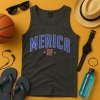 Merica AF Distressed USA Logo Tank Top thumb 4
