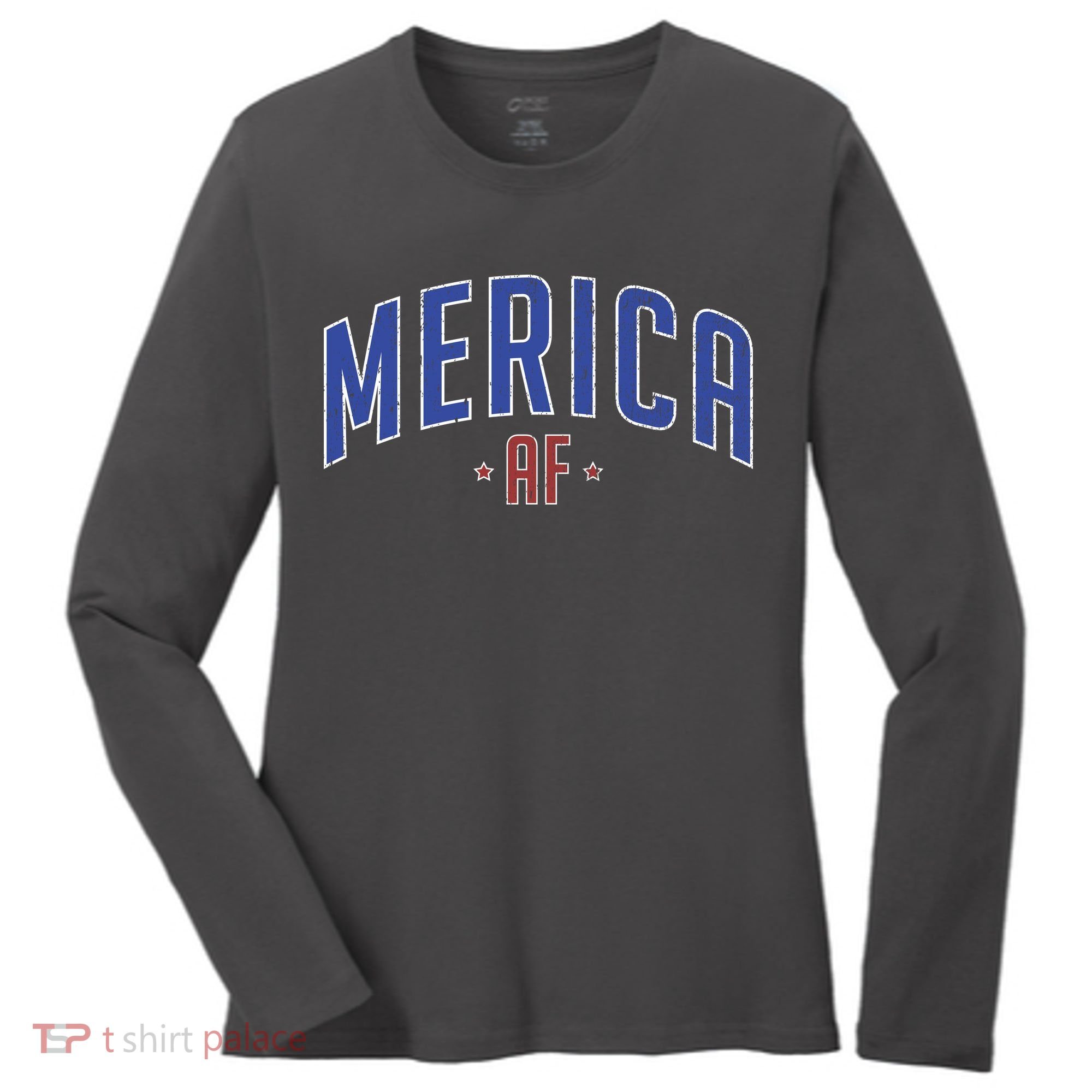 Merica AF Distressed USA Logo Women's Long Sleeve Shirt
