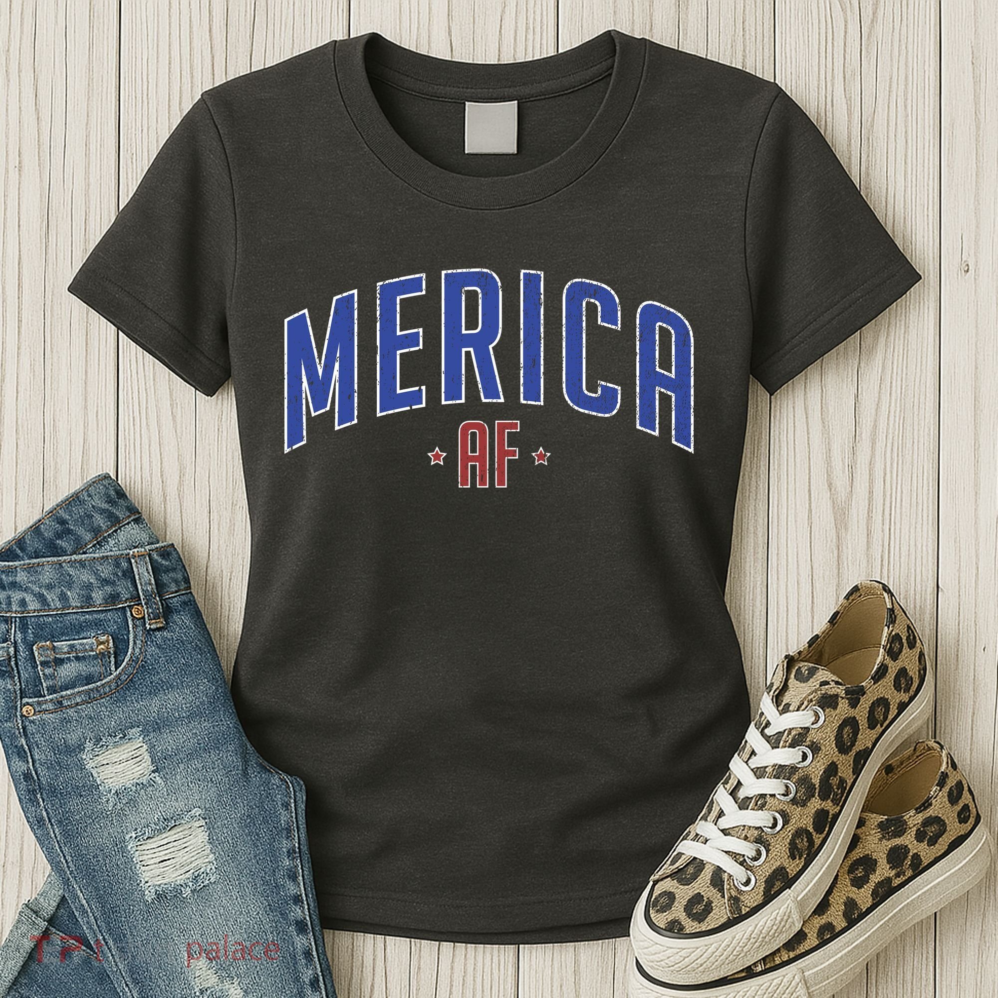 Merica AF Distressed USA Logo Women's T-Shirt
