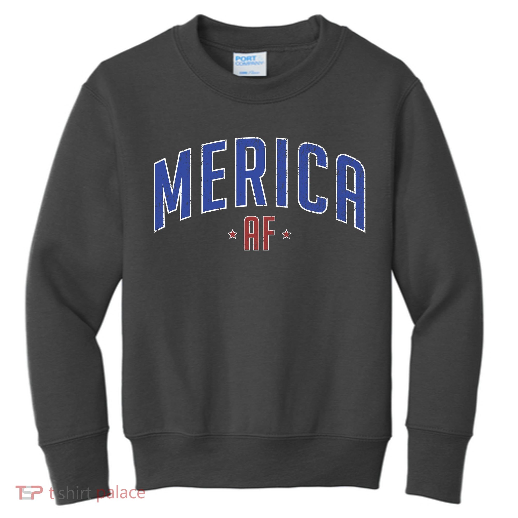 Merica AF Distressed USA Logo Kids Sweatshirt