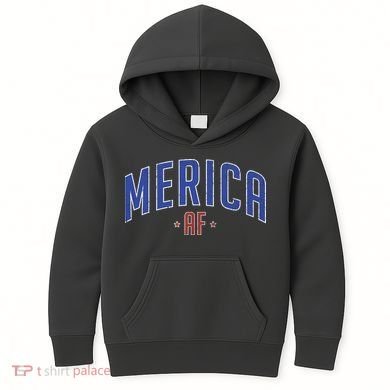 Merica AF Distressed USA Logo Kids Hoodie