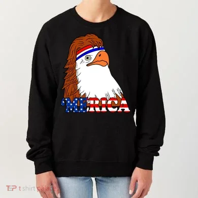 Merica Bald Eagle Retro USA Flag Women's Sweatshirt