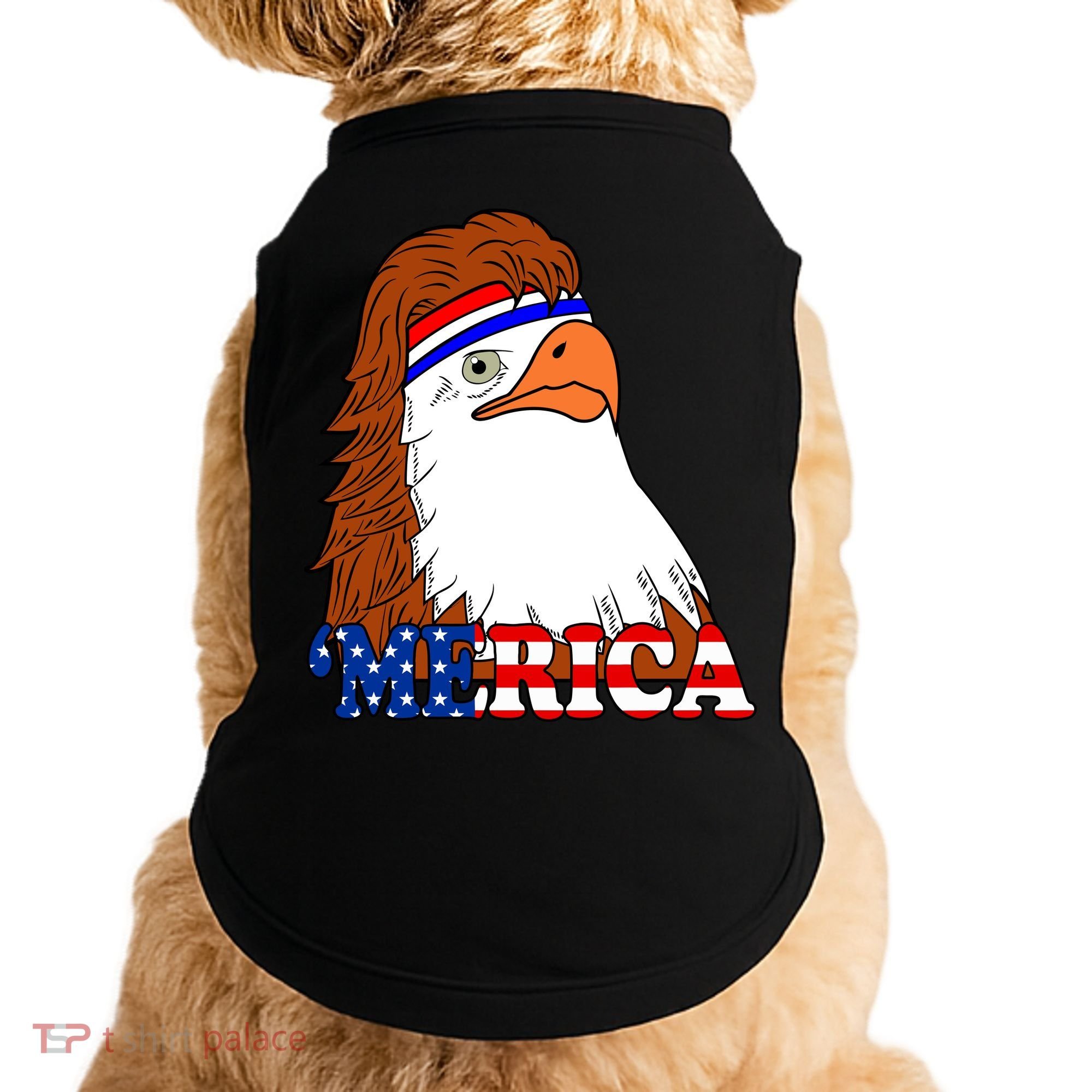 Merica Bald Eagle Retro USA Flag Doggie Tank